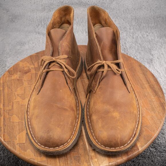 Clarks Originals Desert Mens 12 Chukka Boots Beeswax Brown Leather Crepe Sole - Picture 2 of 7